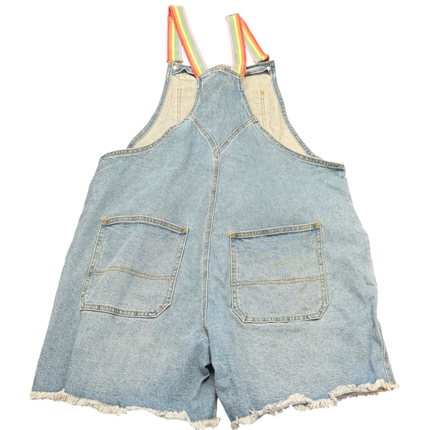 DENIM BLUE SHORTALLS RAINBOW QUEEN 100 LARGE