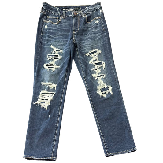 AMERICAN EAGLE BLUE DENIM JEANS SKINNY 100 SZ 8 SHORT