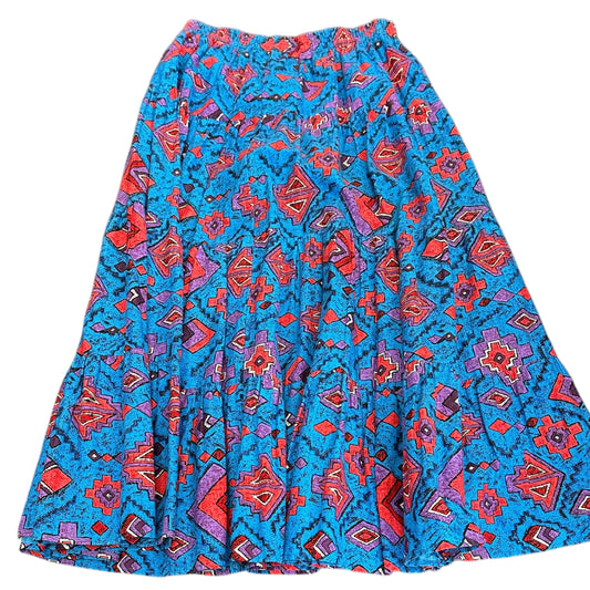 SOUTHWESTERN RED PURBLE BLACK FULL MAXI SKIRT 289 L /XL