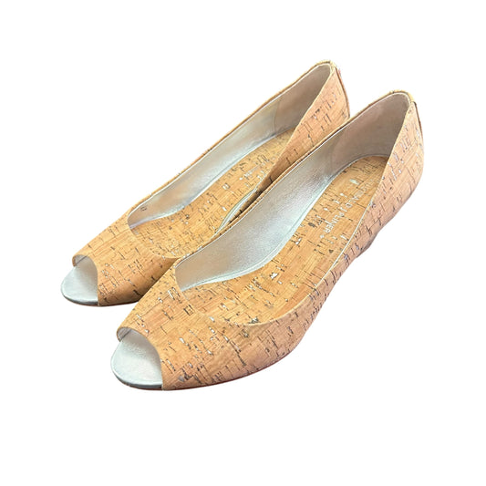 DONALD J PLINER SILVER NATURAL METALLIC CORK WEDGES 87 SZ 7.5