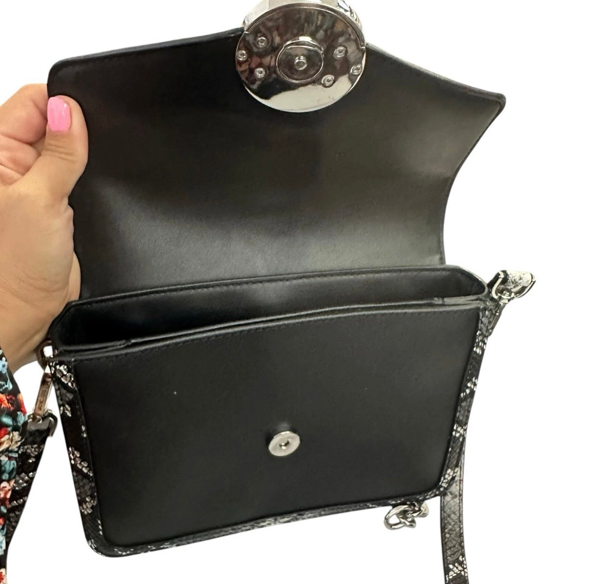 MICHAEL KORS CARMEN MEDIUM CONVERTIBLE SHOULDER FLAP BAG EXOTIC BLACK PURSE