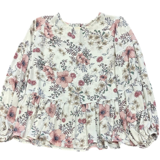 143 STORY BEIGE FLORAL BLOUSE 14 SMALL