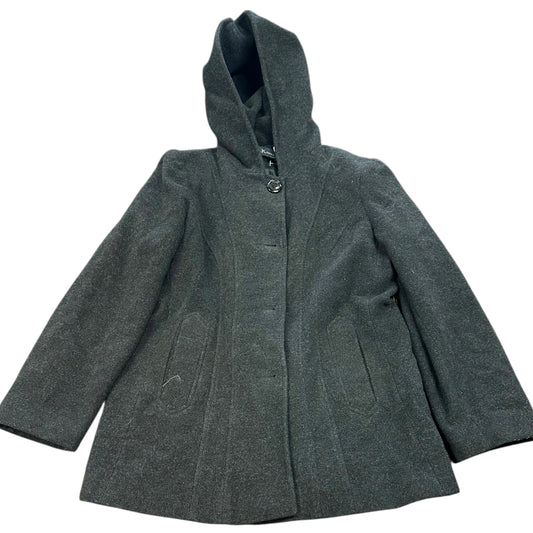 ANNE KLEIN GRAY HOODED COAT 100 MEDIUM