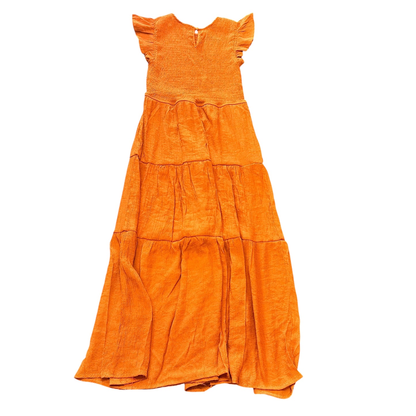 SWEET WANDER ORANGE TIERED SMOCKED DRESS 100 MEDIUM