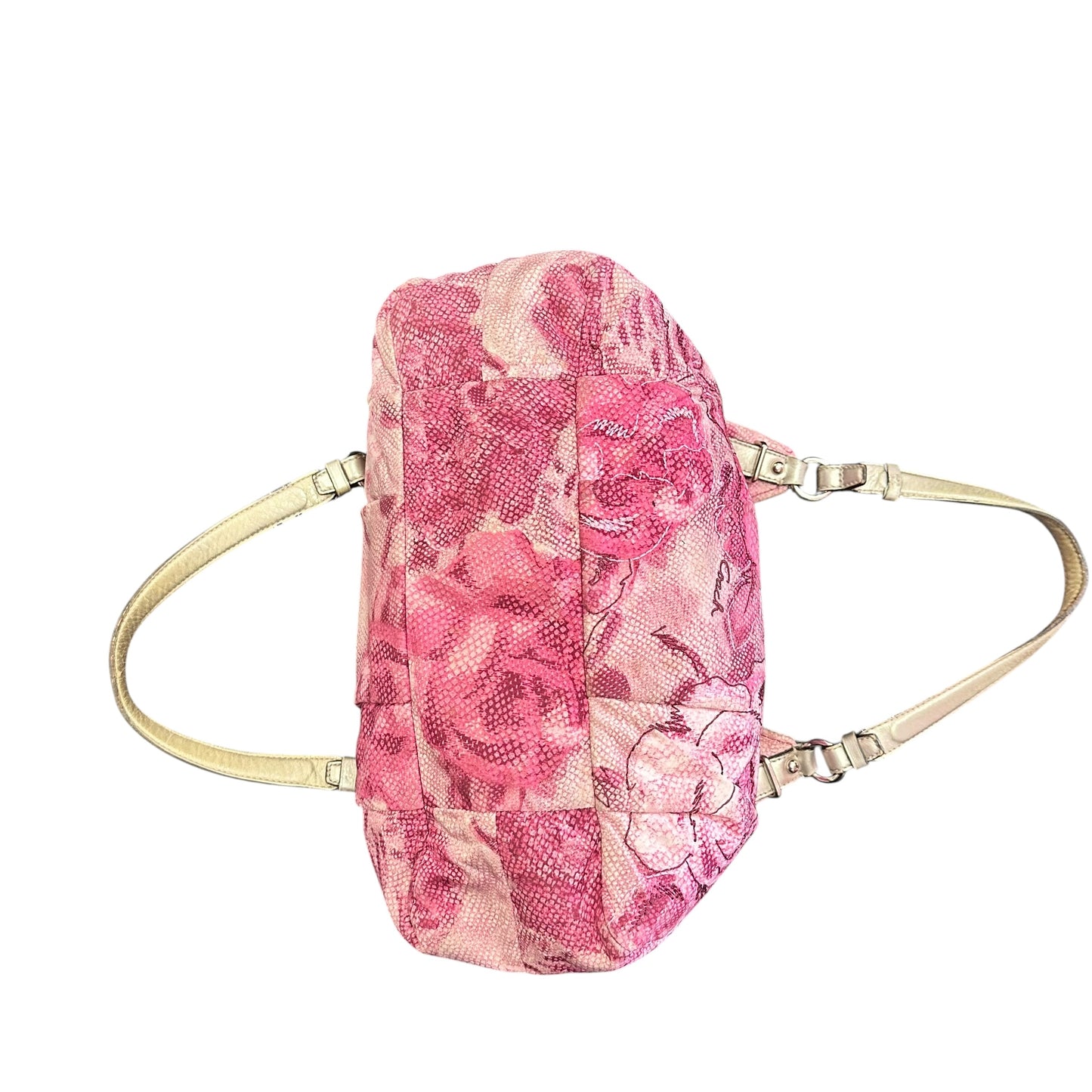 COACH MADISON MAGGIE SHOULDER BAG PINK FLORAL SILVER LEATHER 258 GUC