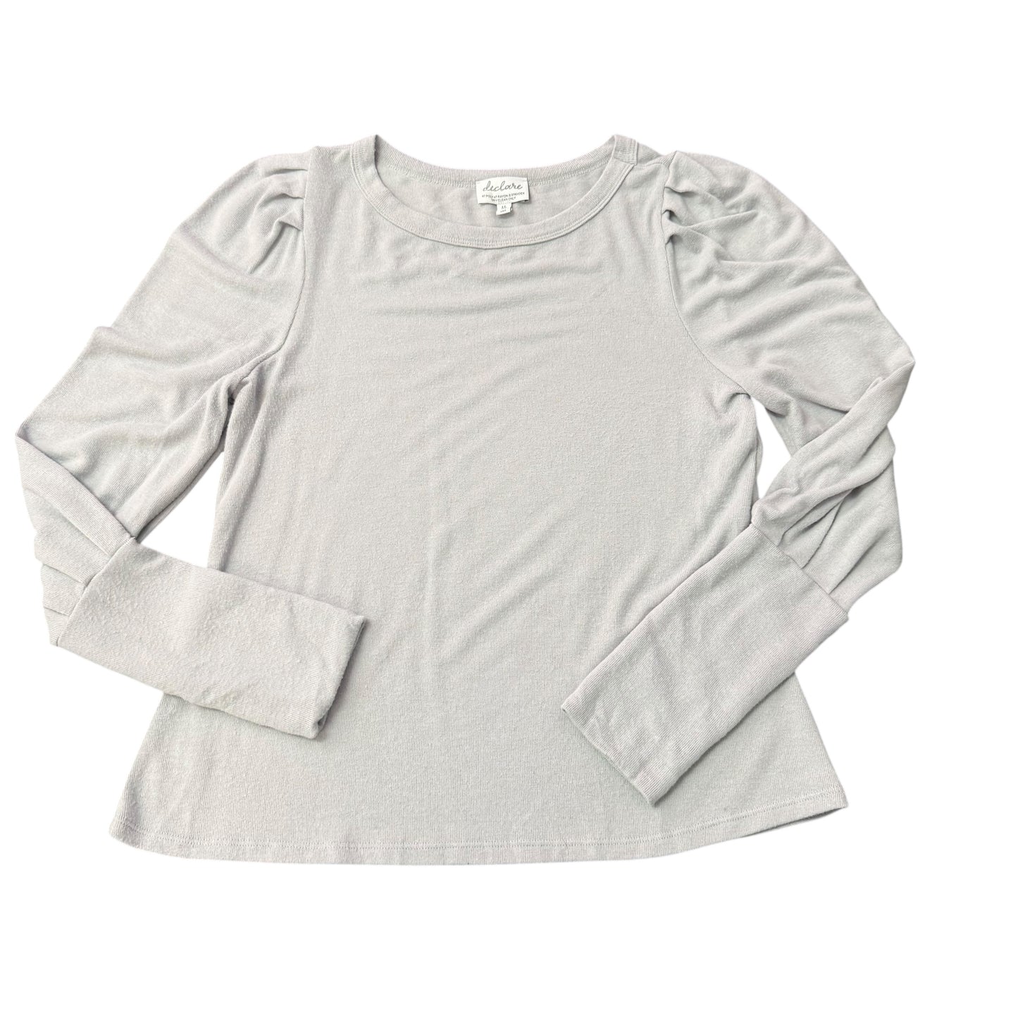 DECLARE GRAY SWEATER PLEATED PUFF SHOULDERS 249 MEDIUM