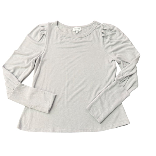 DECLARE GRAY SWEATER PLEATED PUFF SHOULDERS 249 MEDIUM