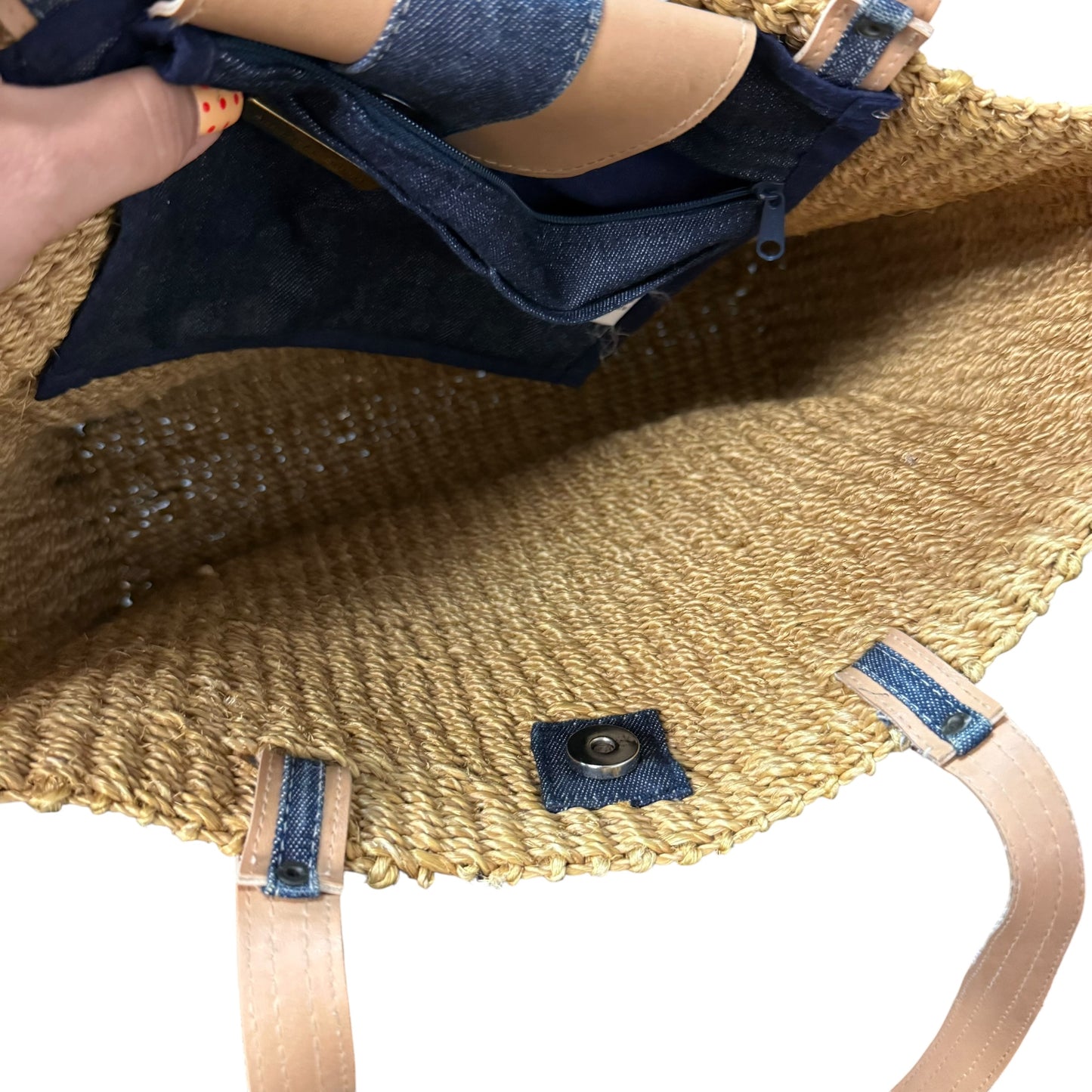 AMANDA SMITH STRAW TOTE BAG AMERICAN FLAG 100 OS