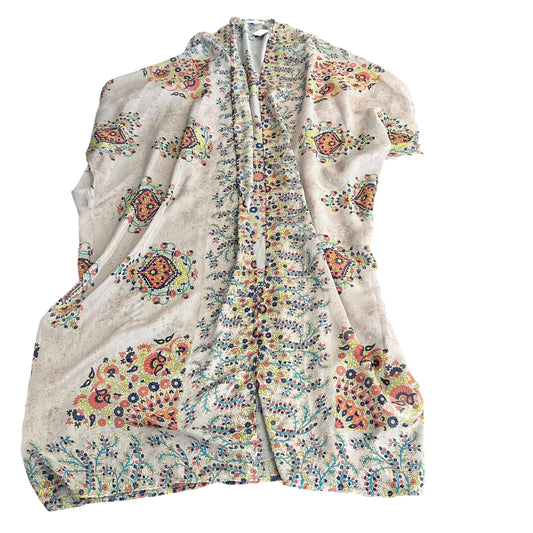 TAUPE FLORAL SEMI SHEER KIMONO 256 ONE SIZE