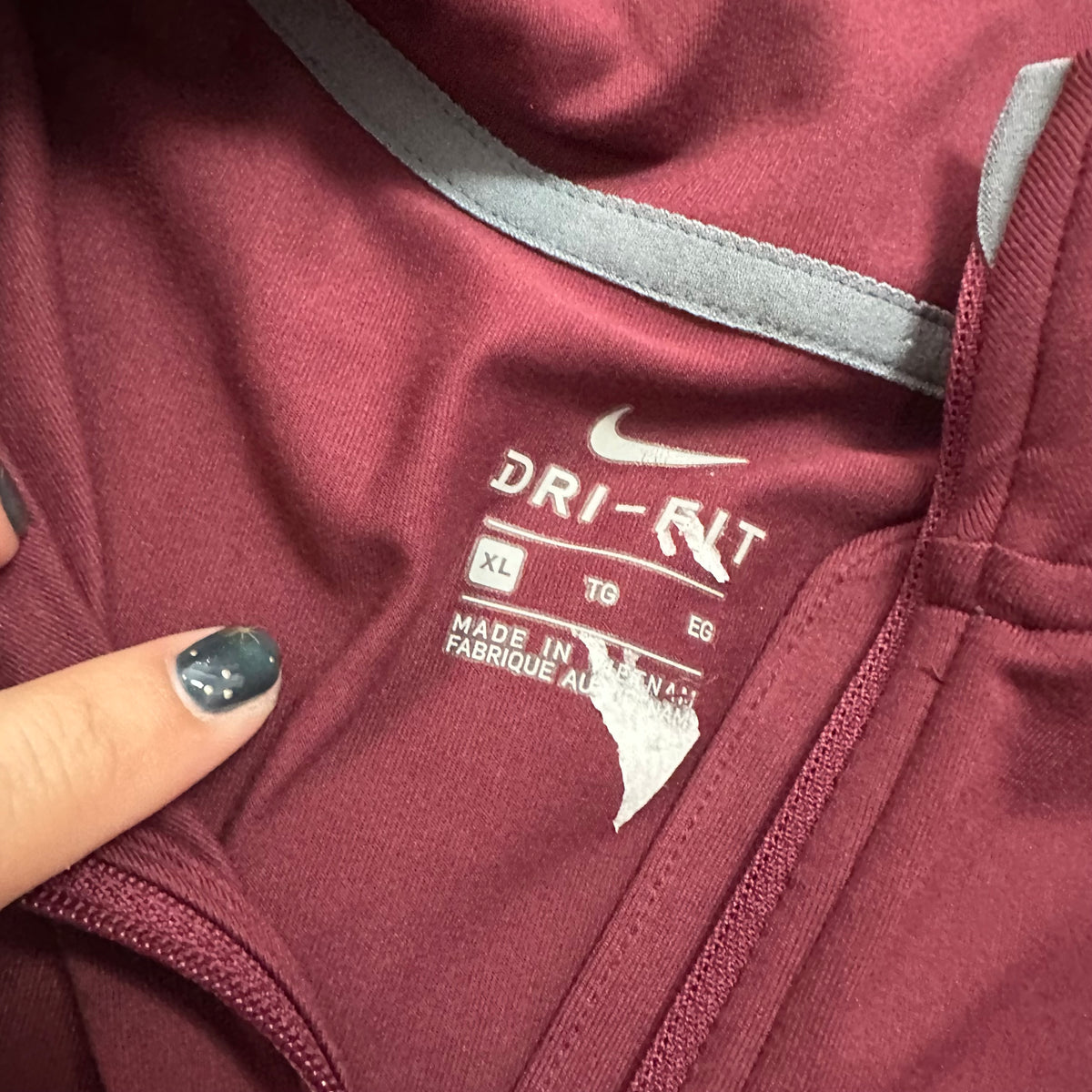 NIKE DRI FIT MAROON QUARTER ZIP 100 XL