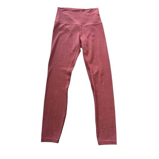LULULEMON DARK MAROON ATHLETIC LEGGINGS 100 SZ 4 MINOR WEAR