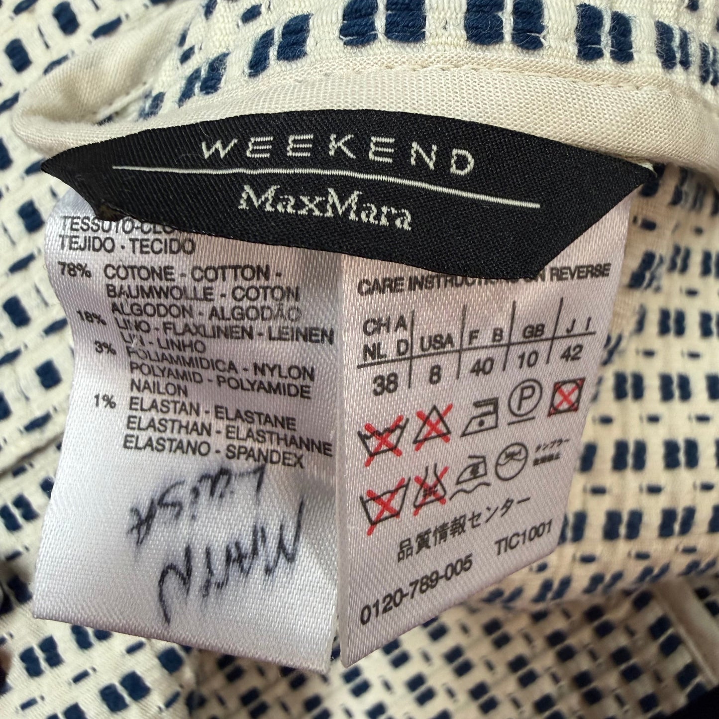MAXMARA WEEKEND LINEN COTTON WOVEN BLAZER 100 SZ 8