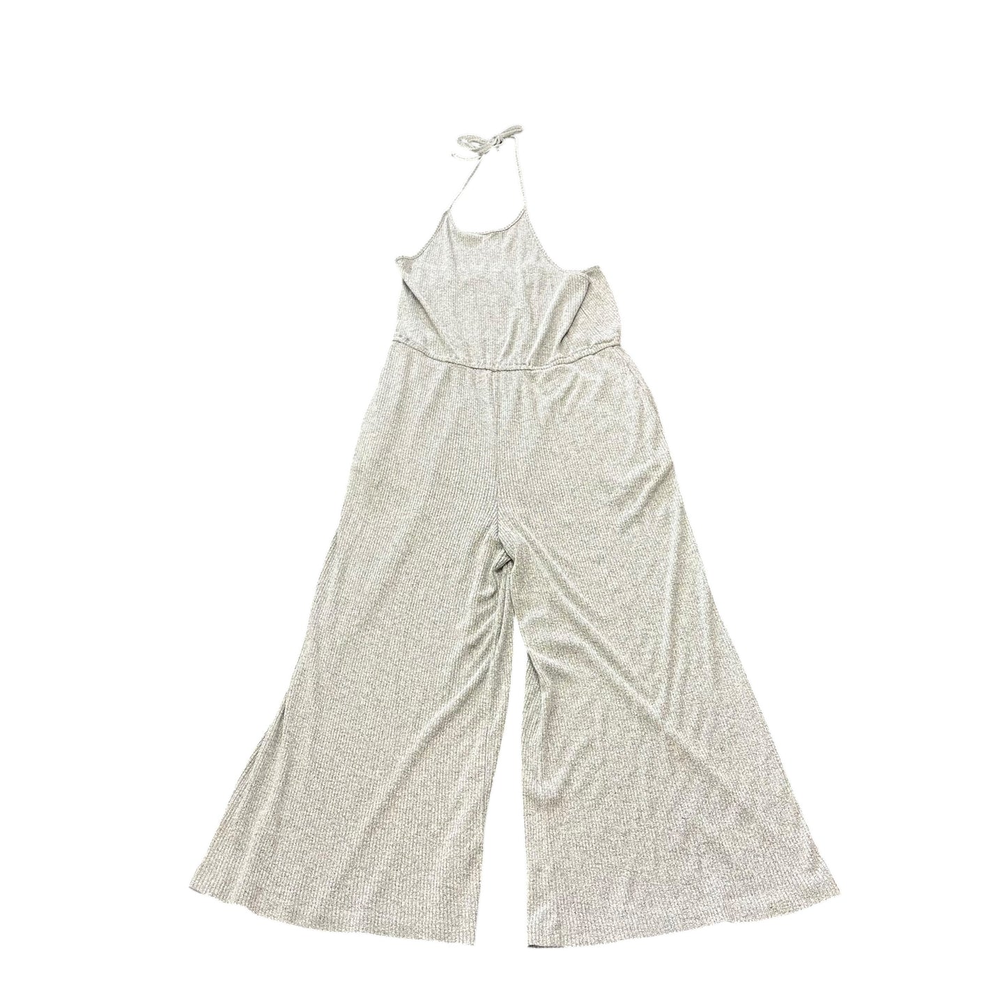 HEM & THREAD GRAY RIBBED WIDE LEG JUMPSUIT 100 LARGE