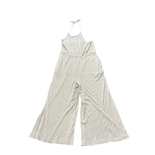 HEM & THREAD GRAY RIBBED WIDE LEG JUMPSUIT 100 LARGE