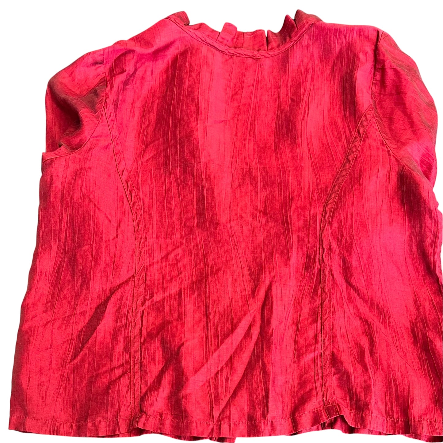 CATHERINES RED RUFFLE HEM LINEN BLEND JACKET 227 SZ 3X
