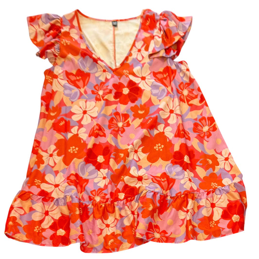 SHEIN CURVE ORANGE LILAC FLORAL DRESS 262 2XL