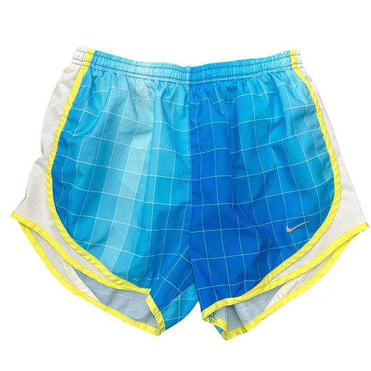 NIKE DRI FIT BLUE WHITE PLAID ATHLETIC SHORTS LINER 251 SMALL