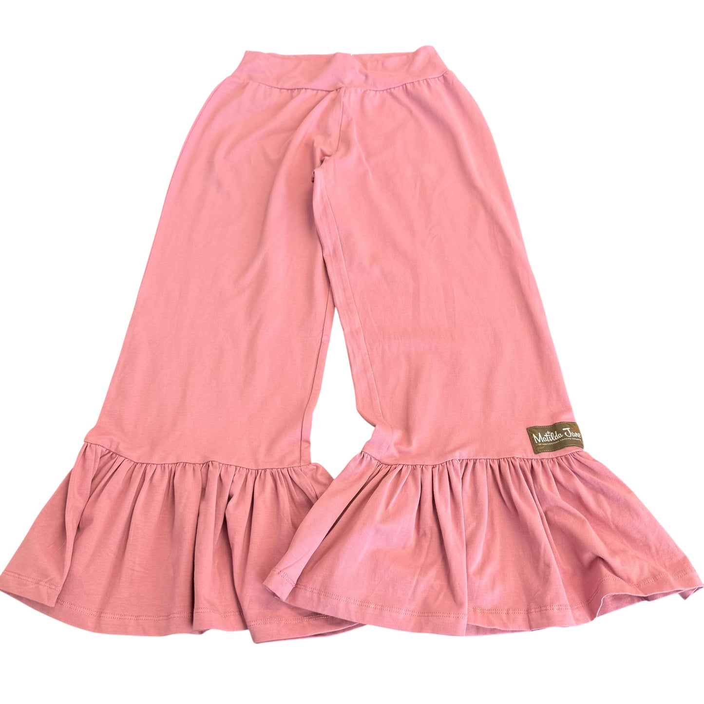 MATILDA JANE MAUVE CROPPED RUFFLE HEM PULL ON TROUSERS 100 MEDIUM