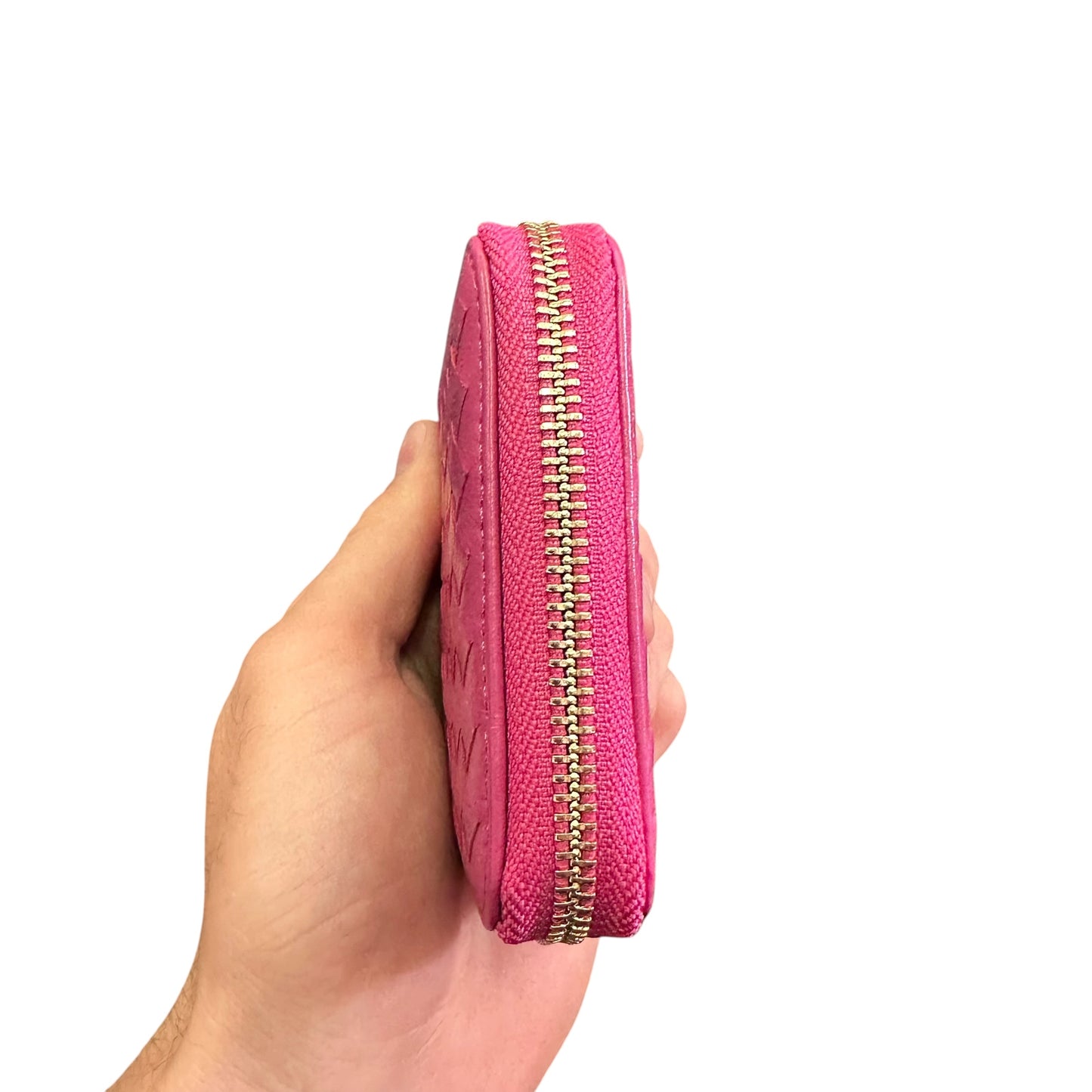 PINK BRAIDED SMALL ZIP AROUND WALLET 258 NWOT