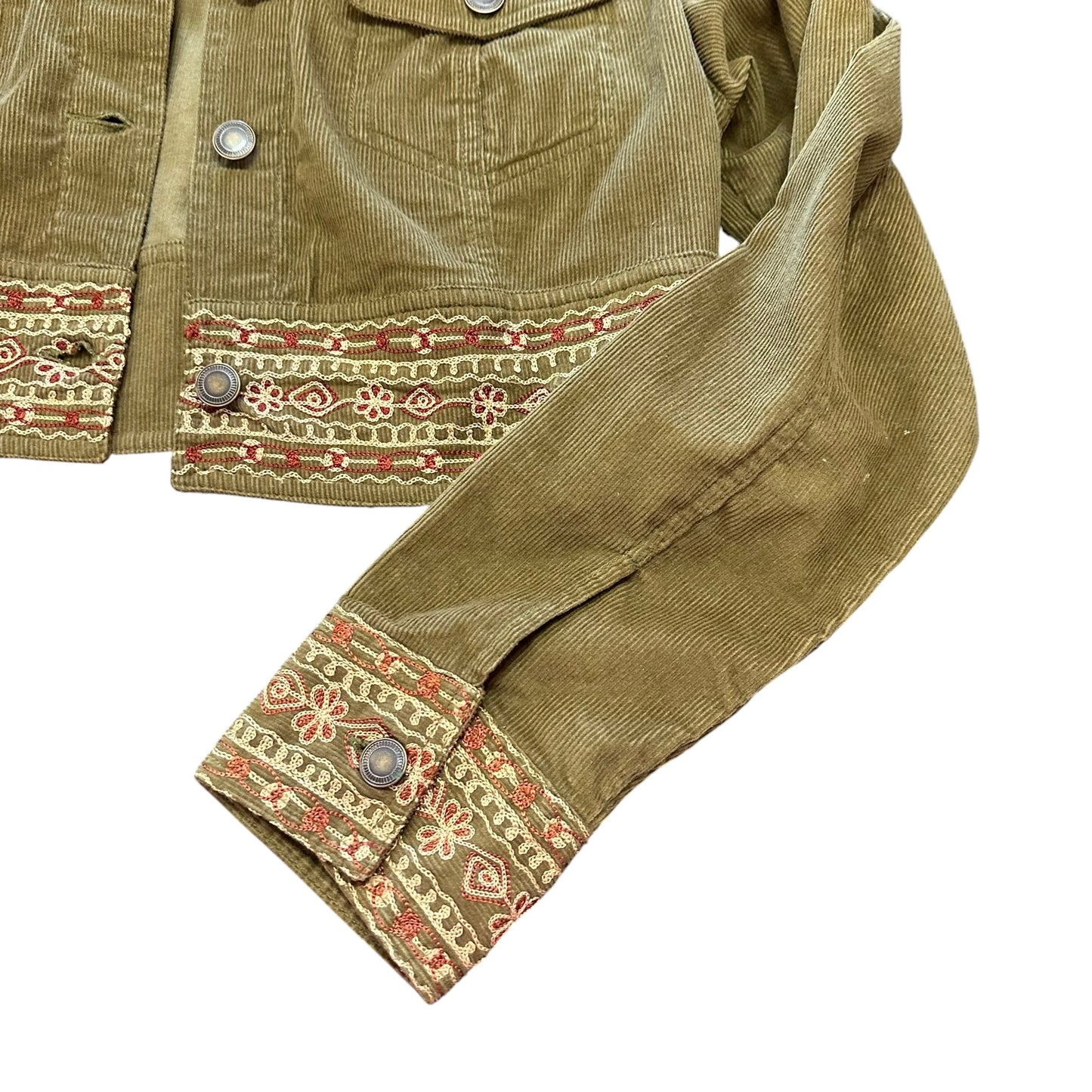 GORDON JAMES GREEN CORDUROY JACKET EMBROIDERED Y2K 100 MEDIUM