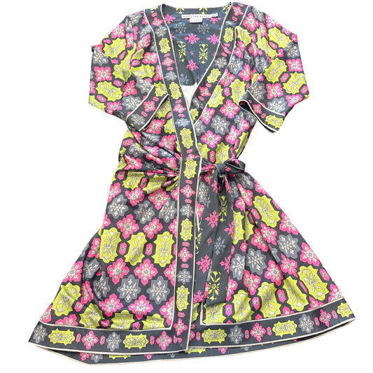 GRETCHEN SCOTT GRAY COLORFUL WRAP DRESS 100 SMALL