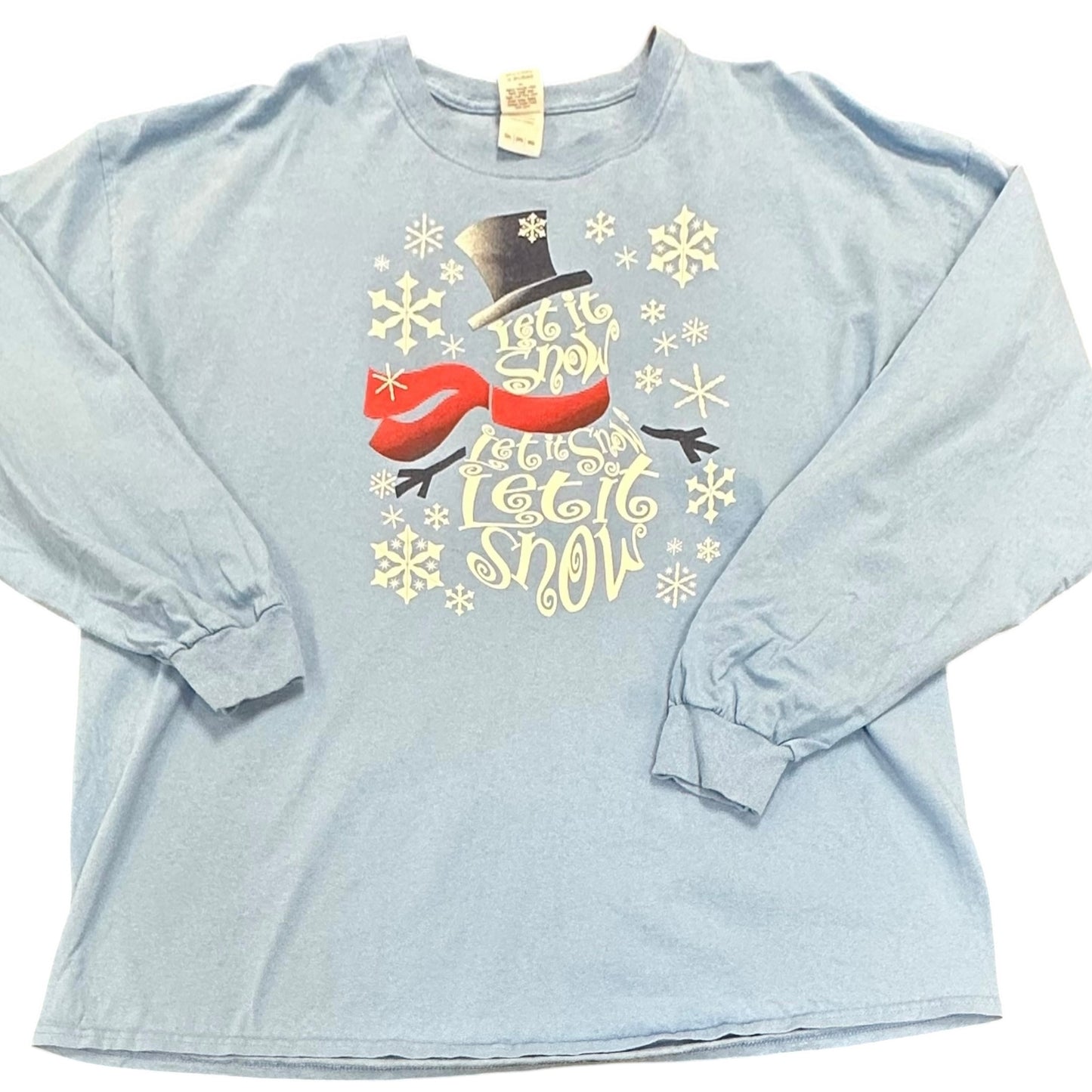 CHRISTMAS TSHIRT LIGHT BLUE LONG SLEEVE LET IT SNOW 100 3XL