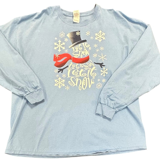 CHRISTMAS TSHIRT LIGHT BLUE LONG SLEEVE LET IT SNOW 100 3XL