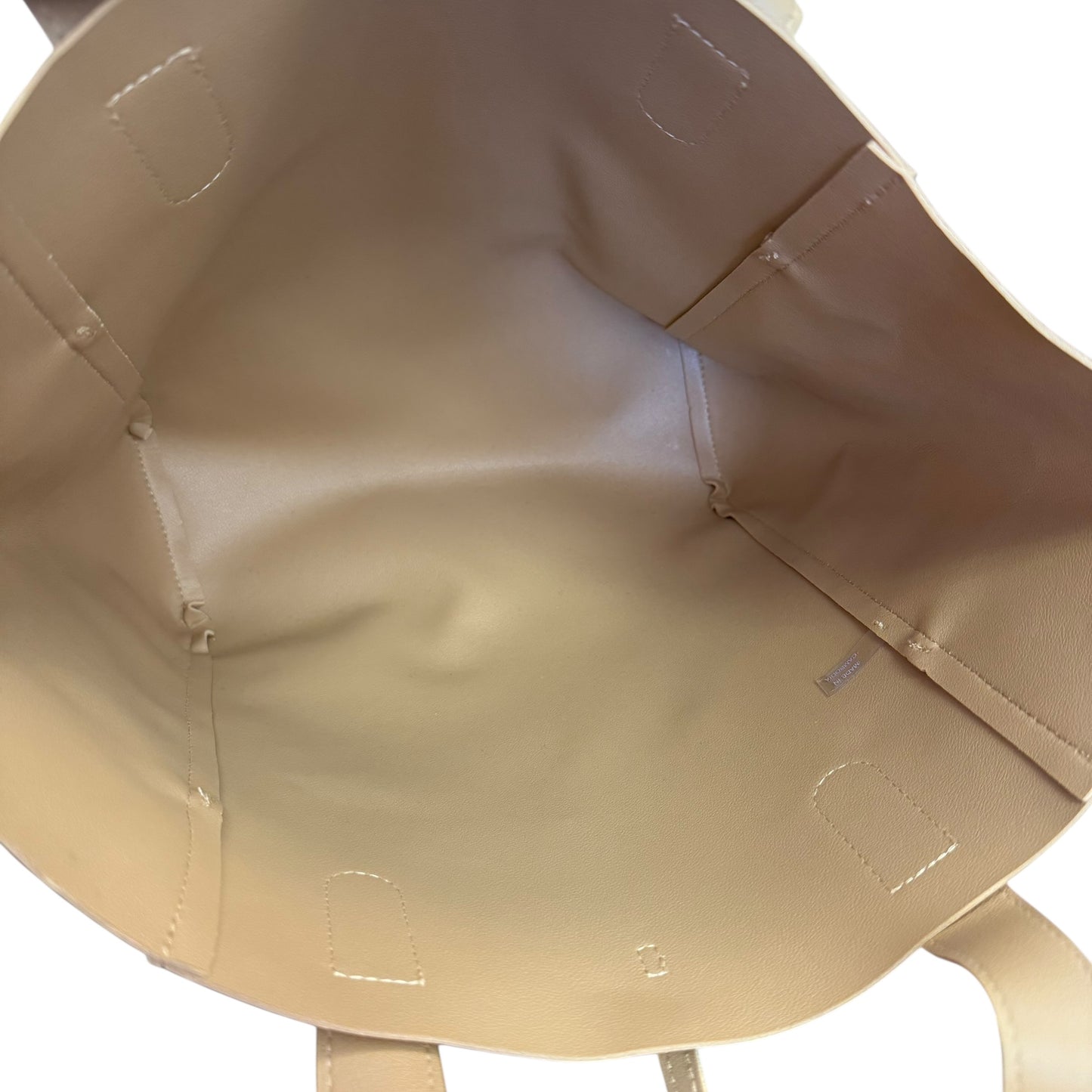 BEIGE FAUX LEATHER SHOULDER BAG TOTE OS