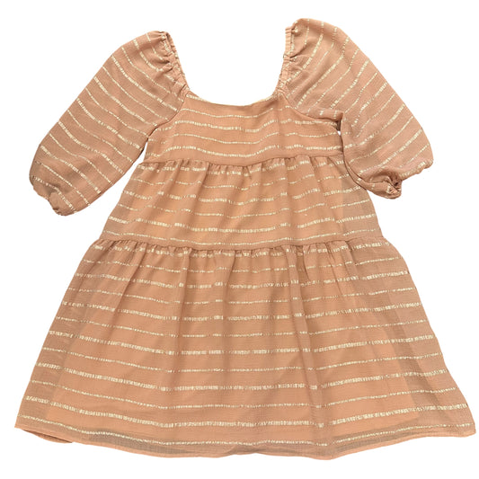 BY TOGETHER TAN PUFF SLEEVE TIERED DRESS 100 SMALL
