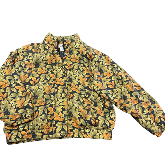 STUNT SPORTS VINTAGE 100% SILK GOLD LEAVES BOMBER JACKET 100 LARGE