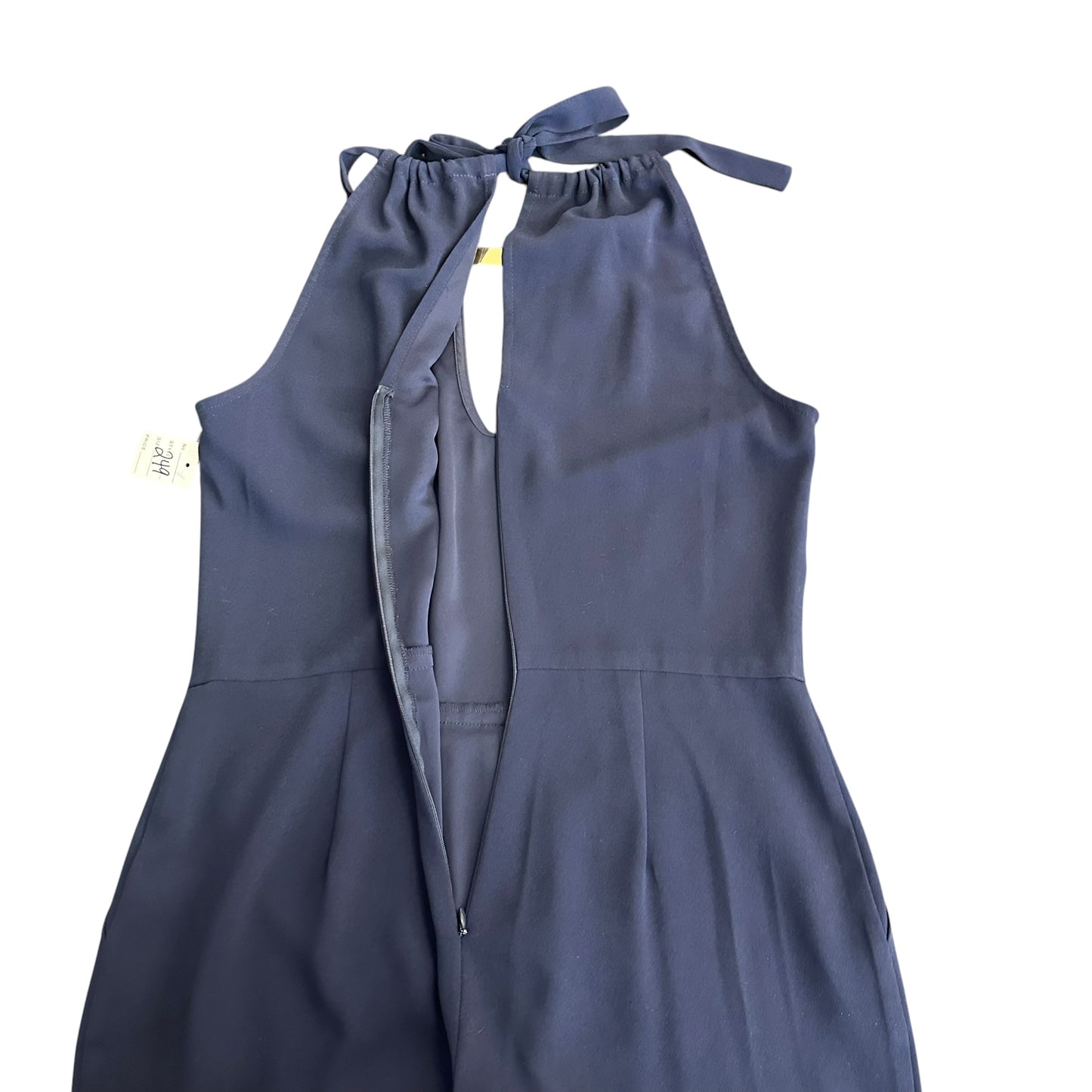 TRINA TURK NAVY WIDE LEG SLEEVELESS JUMPSUIT GOLD ACCENT 249 SZ 8