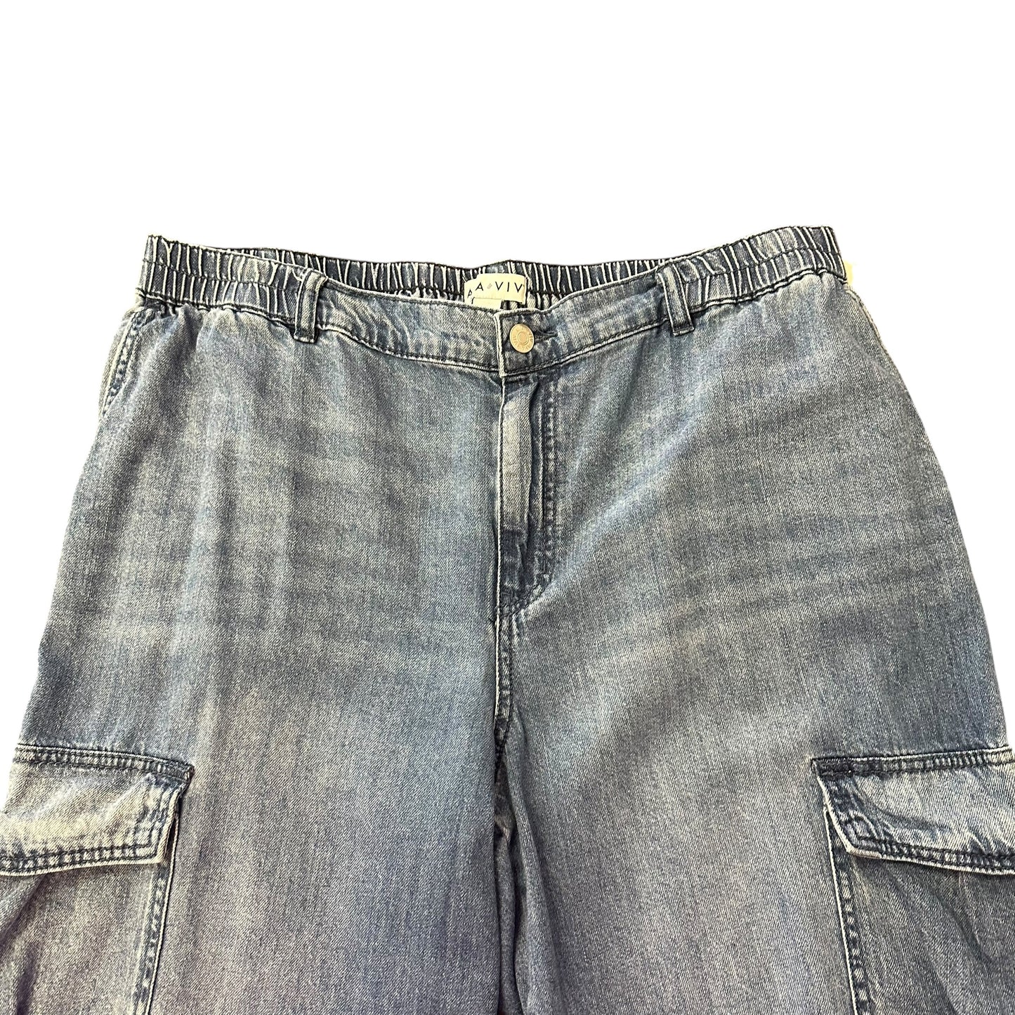 AVA & VIV BLUE WIDE LEG CARGO JEANS 57 SZ 17
