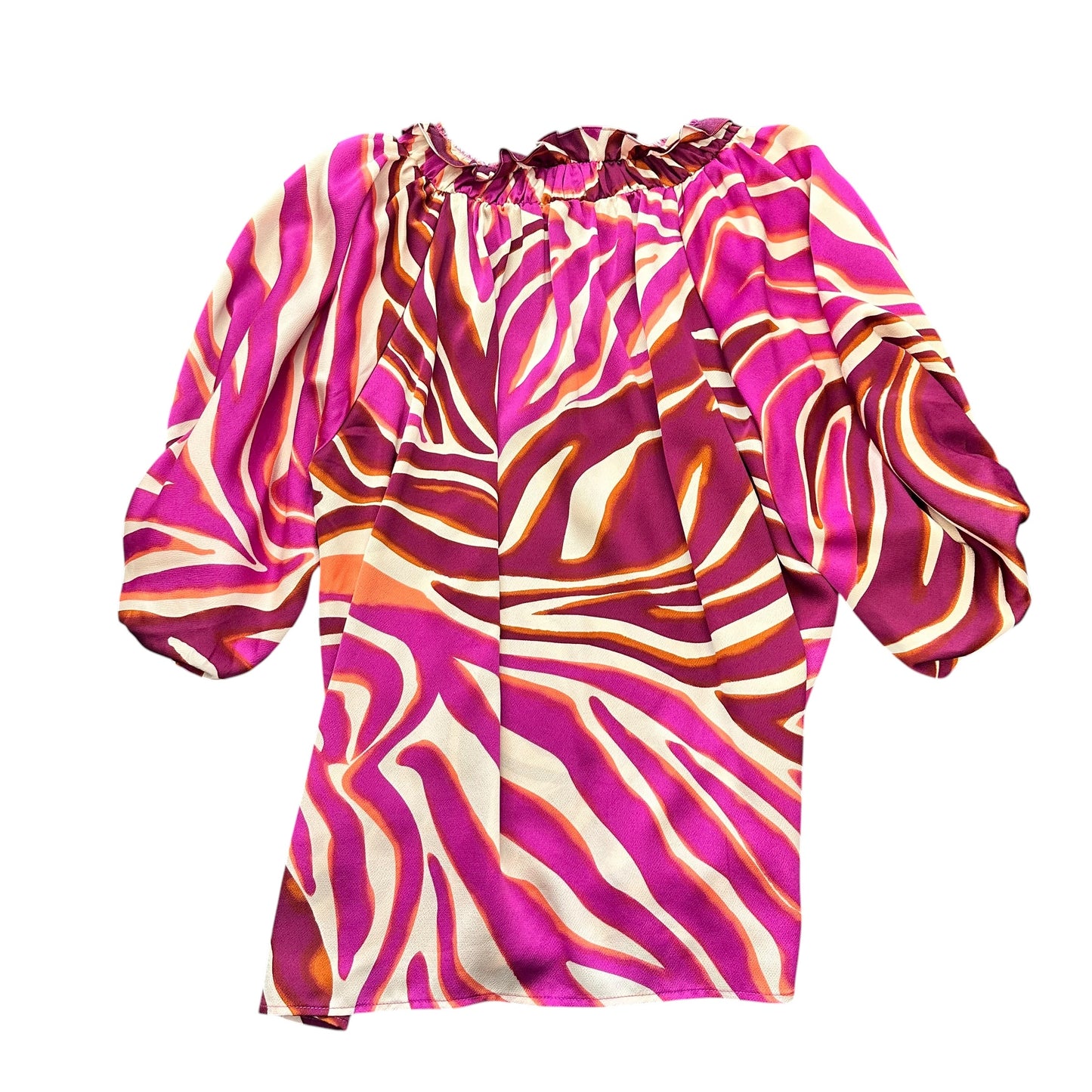BIBI COLORFUL SATIN BLOUSE PUFF SLEEVES 218 MEDIUM