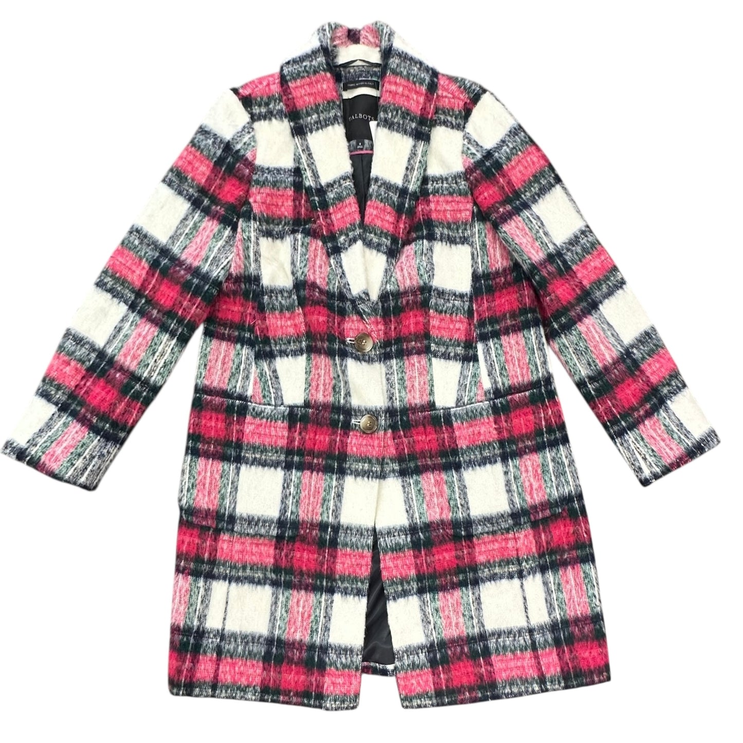 TALBOTS WOOL BLEND PLAID COAT 100 SZ 8