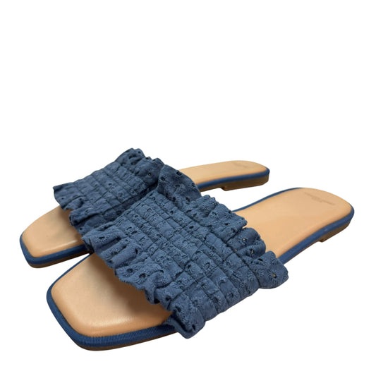 DRAPER JAMES RSVP BLUE EYELET FLAT SLIP ON SANDALS NWOT 152 SZ 8