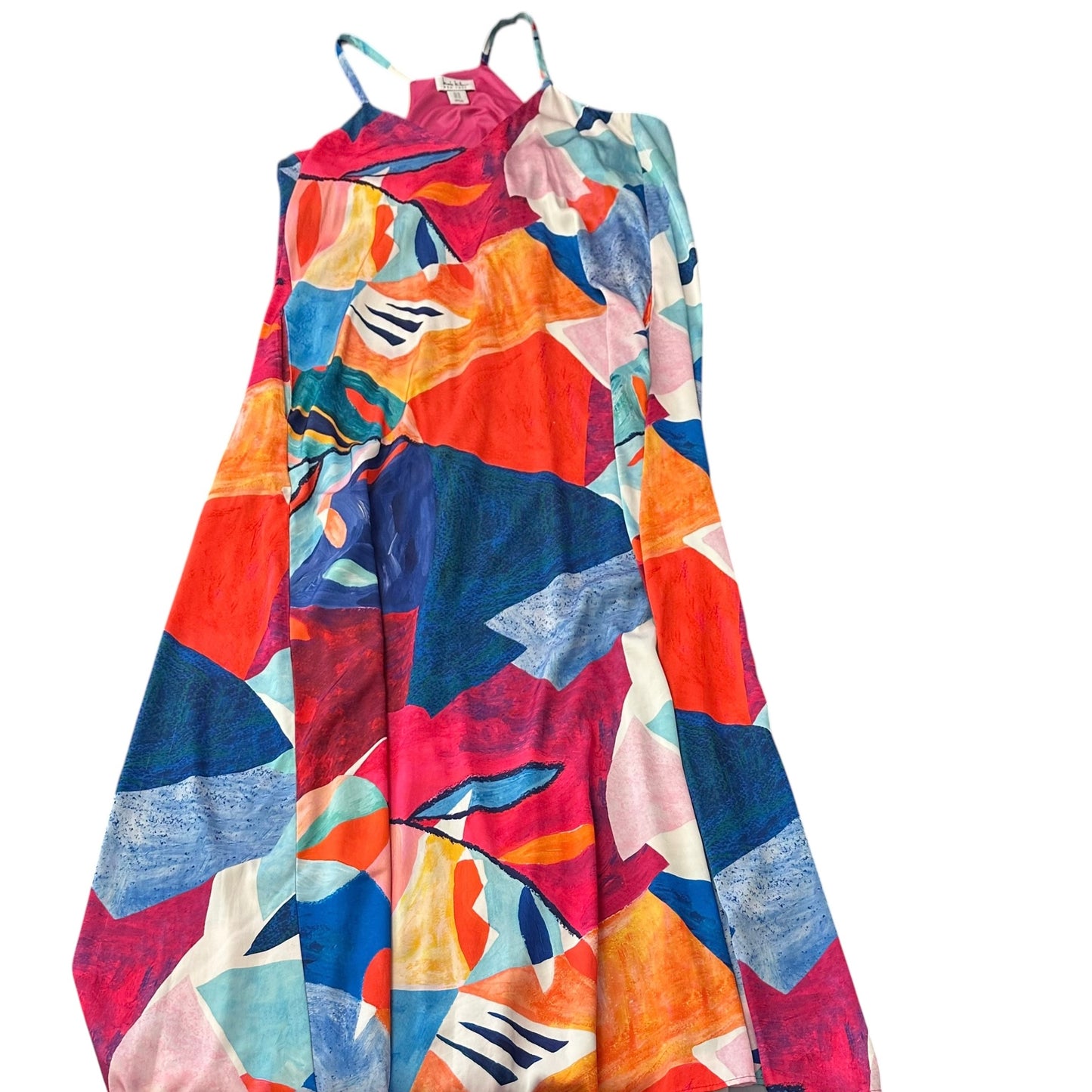 NICOLE MILLER COLORFUL ABSTRACT MAXI DRESS BUILT IN BRA 53 2X