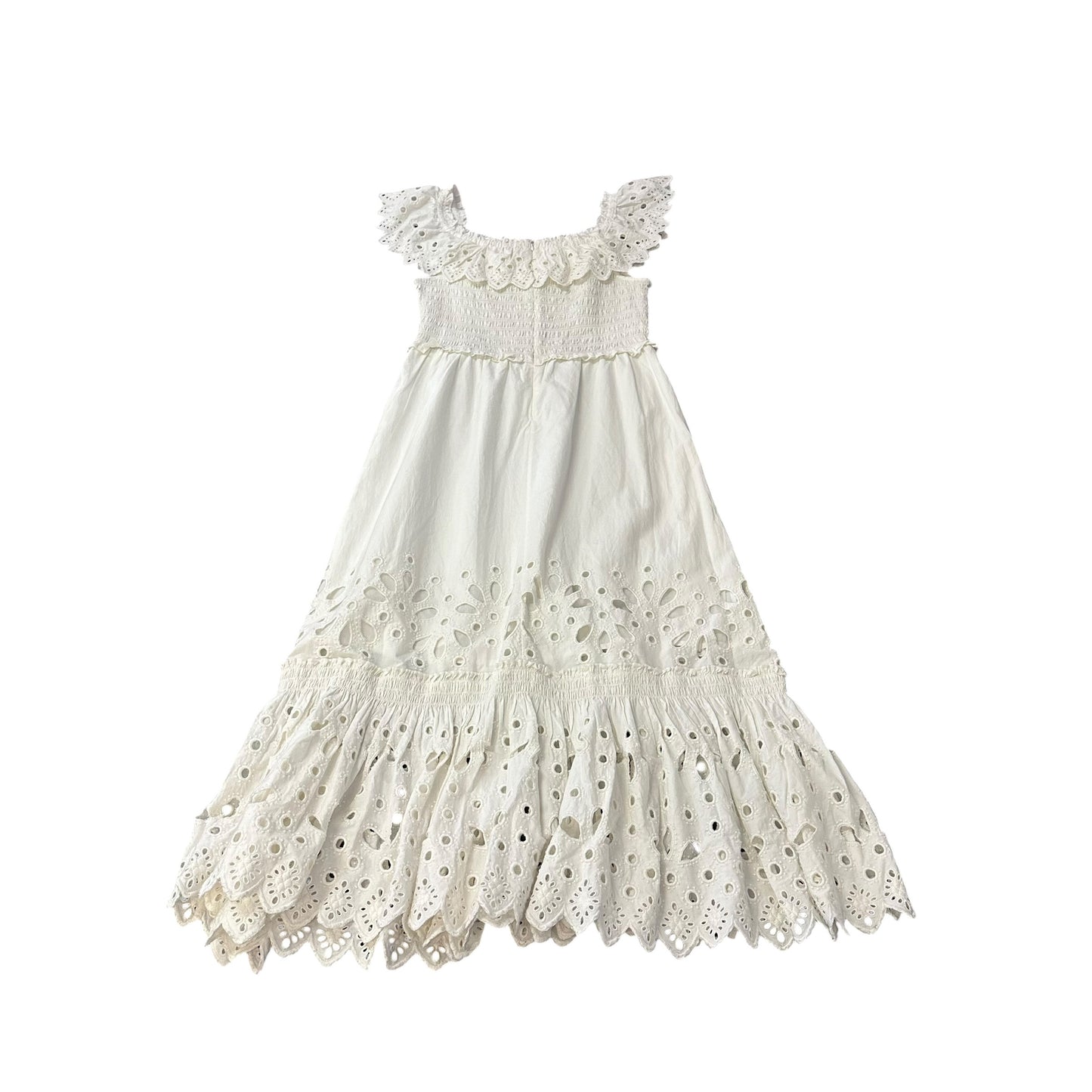 SEA NEW YORK WHITE SMOCKED EYELET DRESS 249 SMALL