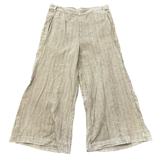 ANTHROPOLOGIE GREEN STRIPED LINEN PANTS 100 SMALL