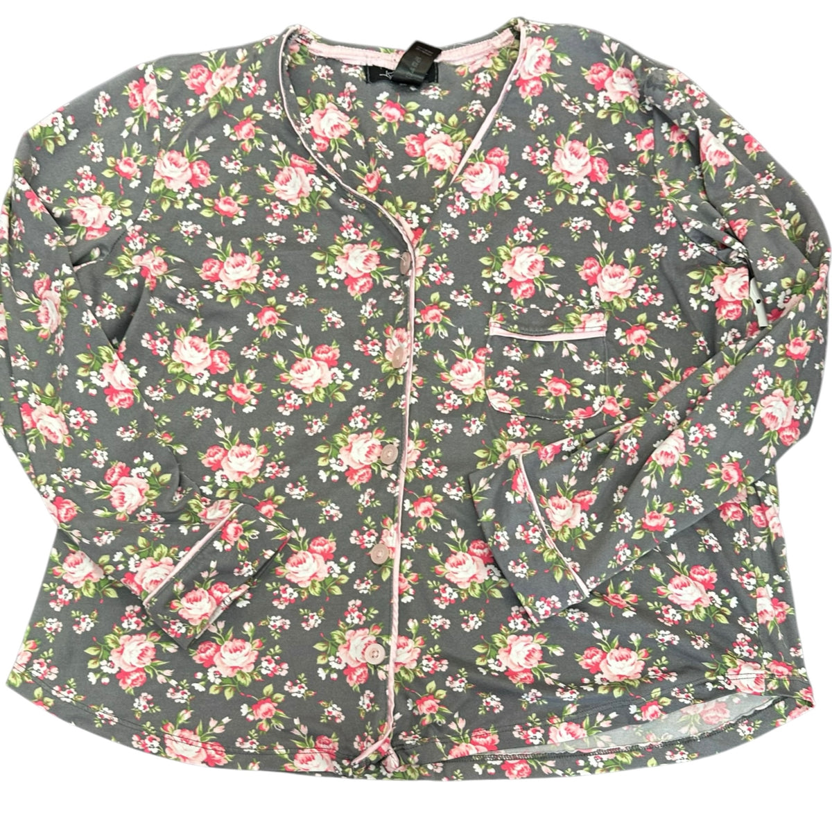 RENE RAFE GRAY PINK FLORAL PAJAMAS 289 LARGE