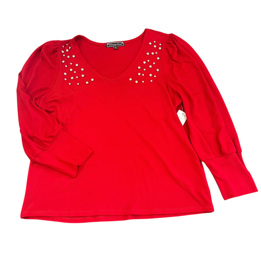 VINTAGE ROSE RED EMBELLISHED SWEATER 287 LARGE