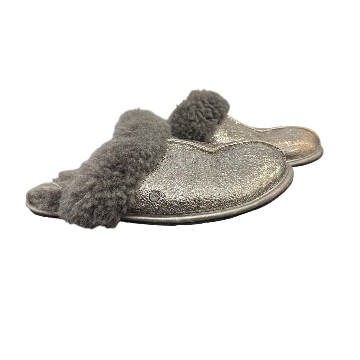 UGG SCUFFETTE METALLIC SILVER SLIPPERS 143 SZ 9