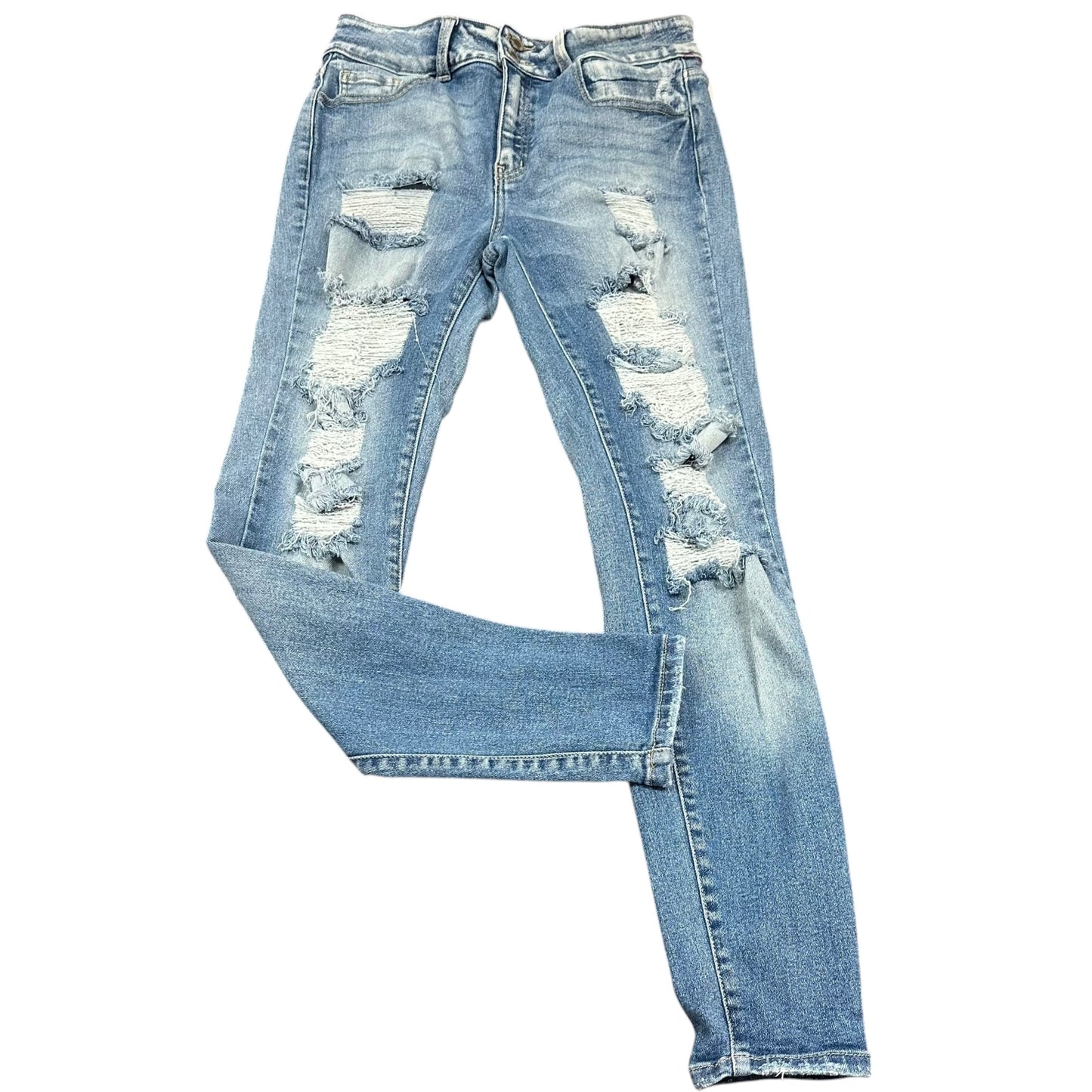 KANCAN HIGH RISE SKINNY DISTRESSED STRETCH DENIM BLUE JEANS 82 SZ 29