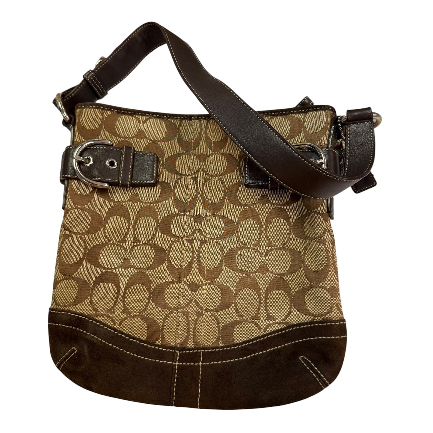 COACH VINTAGE SOHO LOGO BROWN SUEDE SHOULDER BAG 261 OS