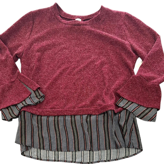 J APPAREL BURGUNDY STRIPED SWEATER 125 2XL