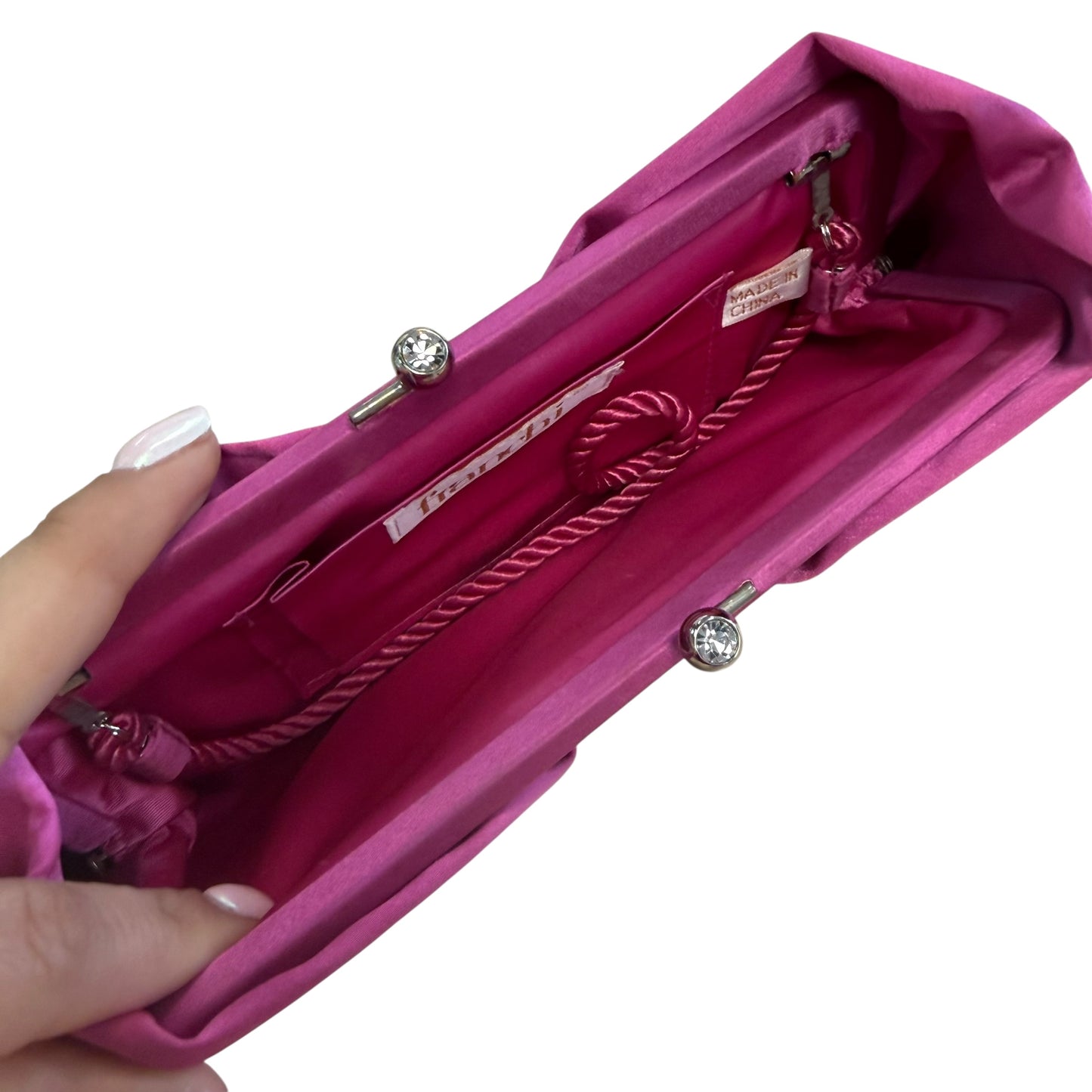 FRANCHI PINK SATIN BOW HANDBAG RHINESTONE 249