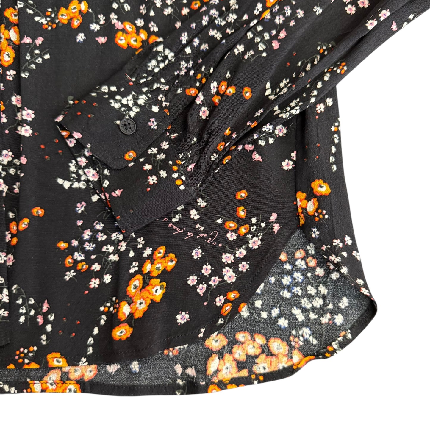 ZADIG & OLTAIRE BLACK FLORAL LONG SLEEVE BLOUSE NWT 122 SMALL