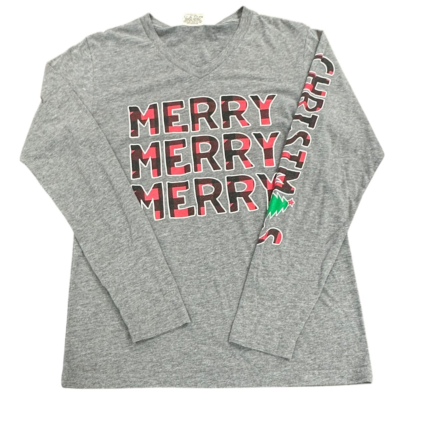 CHRISTMAS TSHIRT GRAY ATX MAFIA LONG SLEEVE MERRY 139 SMALL