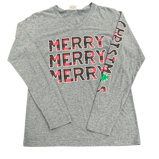 CHRISTMAS TSHIRT GRAY ATX MAFIA LONG SLEEVE MERRY 139 SMALL