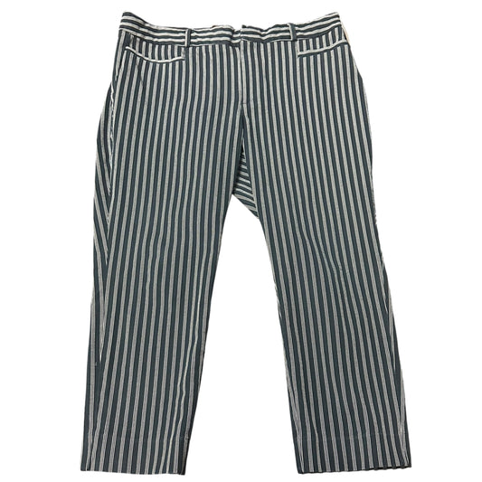 BANANA REPUBLIC NAVY WHITE STRIPED TROUSERS SLOAN CROP 230 SZ 12