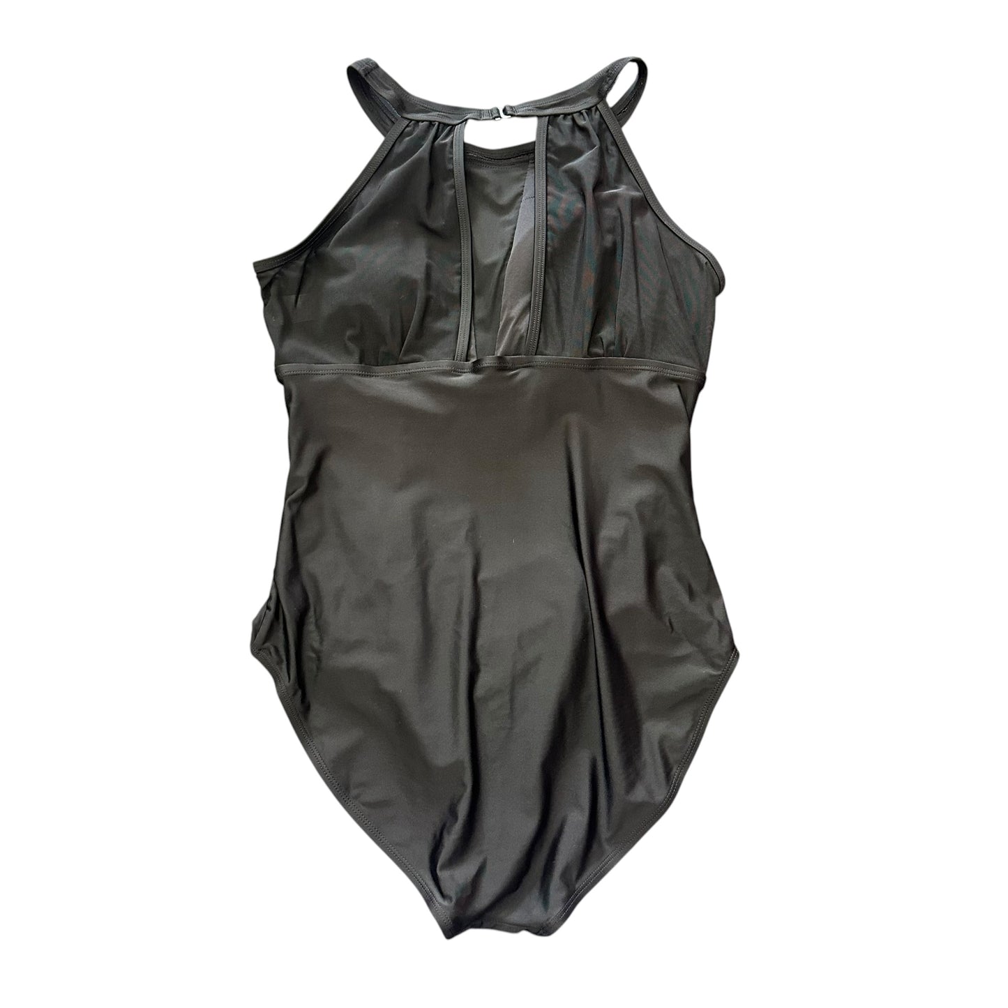 BLACK HIGH NECK MESH RUCHED ONE PC SWIMSUIT 58 LARGE
